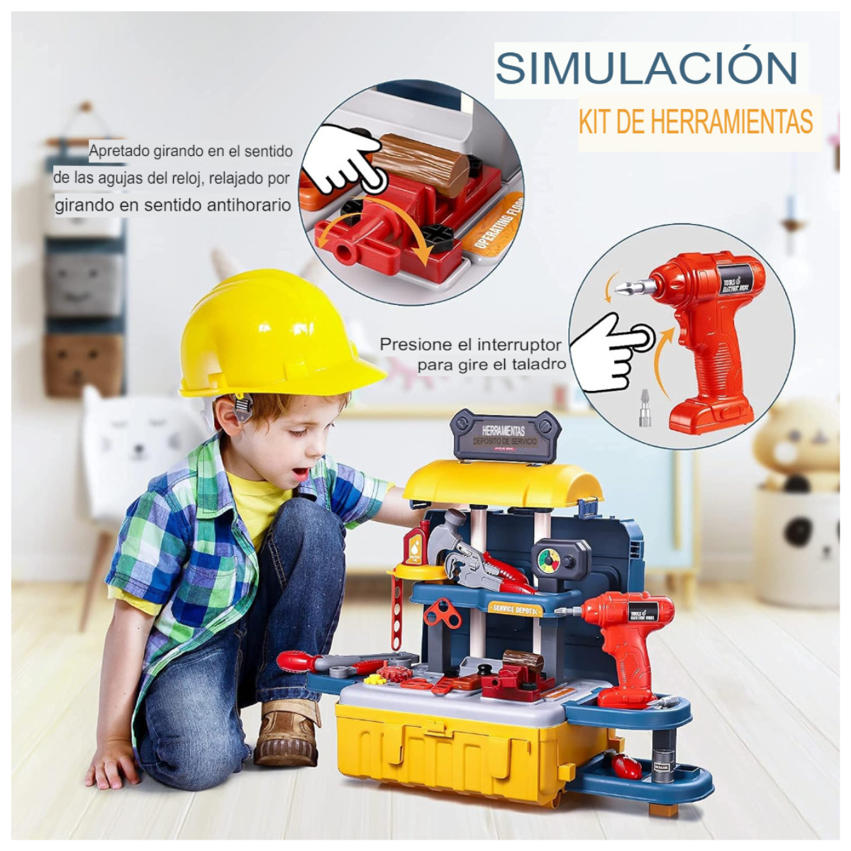 ToolBoxPlay™ Maleta Juguete 2 en 1: Mesa de Herramienta