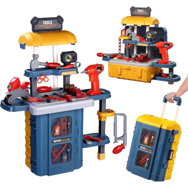 ToolBoxPlay™ Maleta Juguete 2 en 1: Mesa de Herramienta